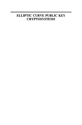Elliptic Curve Public Key Cryptosystems