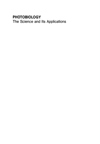 Photobiology: The Science and Its Applications