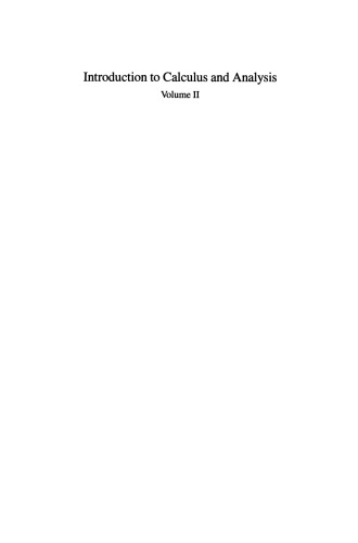 Introduction to Calculus and Analysis: Volume II