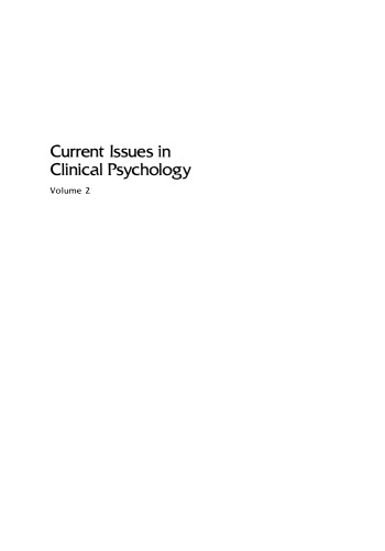 Current Issues in Clinical Psychology: Volume 2