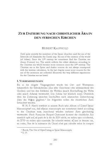 Zur Datierung nach christlicher Ära in den syrischen Kirchen