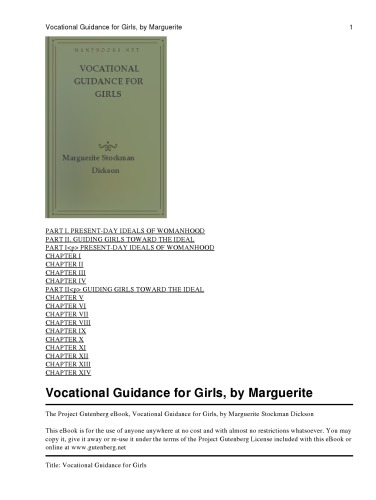 Vocational Guidance for Girls