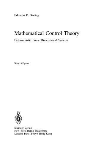 Mathematical Control Theory: Deterministic Finite Dimensional Systems