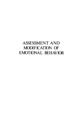 Assessment and Modification of Emotional Behavior