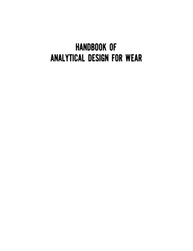 Handbook of Analytical Design for Wear