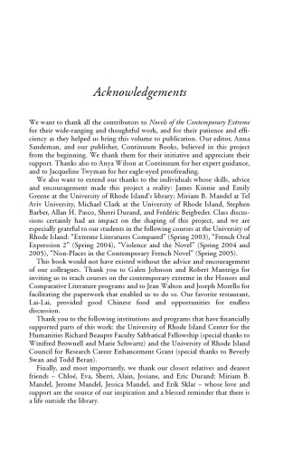Novels of the Contemporary Extreme