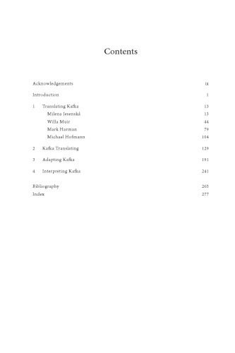 Kafka Translated: How Translators have Shaped our Reading of Kafka