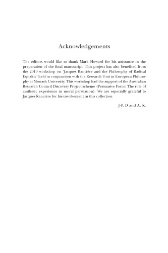 Jacques Ranciere and the Contemporary Scene: The Philosophy of Radical Equality