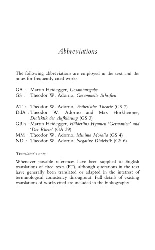The Memory of Thought: An Essay on Heidegger and Adorno