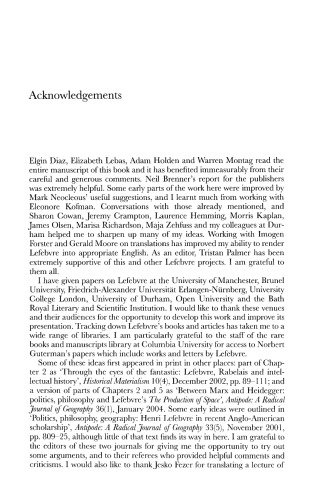 Understanding Henri Lefebvre: Theory and the Possible