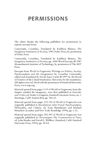 Cornelius Castoriadis: Key Concepts
