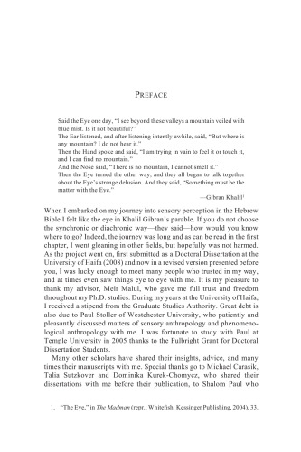 The Senses of Scripture: Sensory Perception in the Hebrew Bible