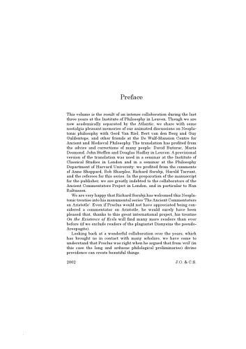 Proclus: On the Existence of Evils