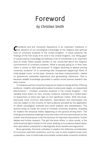 Christianity and the University Experience: Understanding Student Faith