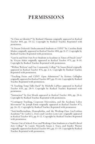 Class and the College Classroom: Essays on Teaching