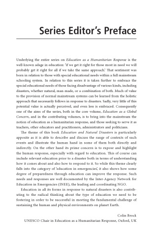 Education and Natural Disasters: Education as a Humanitarian Response