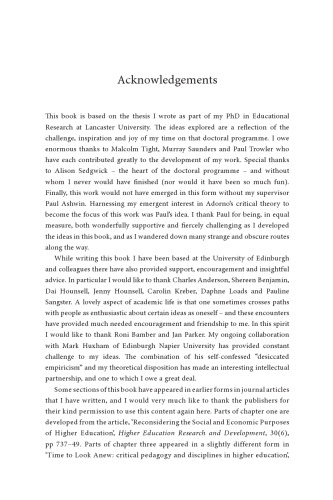 Rethinking Knowledge within Higher Education: Adorno and Social Justice