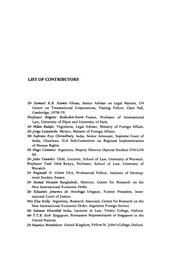 Legal Aspects of the New International Economic Order
