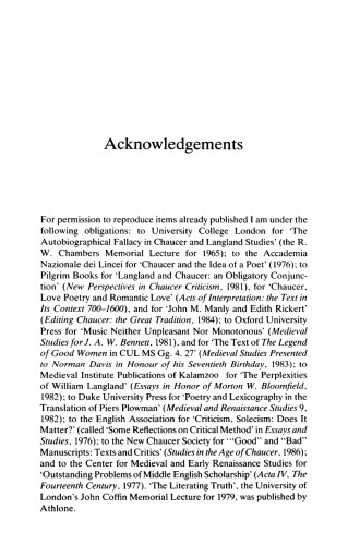 Chaucer and Langland: Historical and Textual Approaches