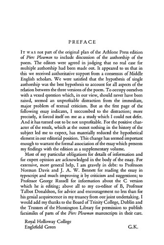 Piers Plowman: The evidence for Authorship