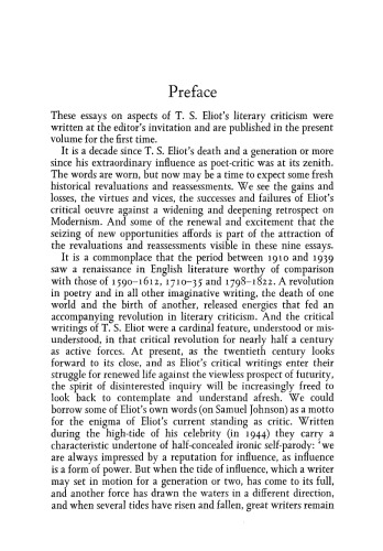 The Literary Criticism of T.S. Eliot: New Essays