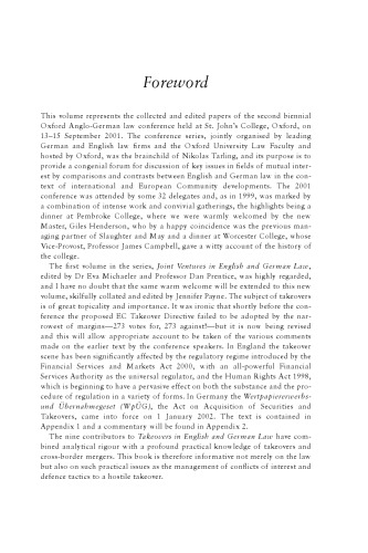 Takeovers in English and German Law