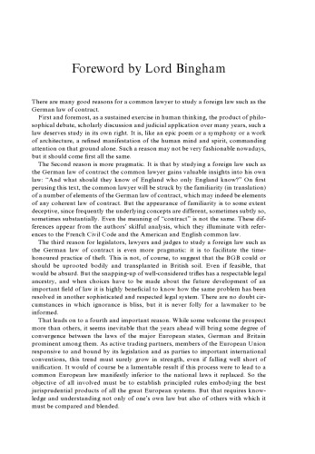 The German Law of Contract: A Comparative Treatise