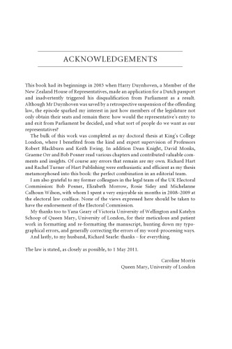 Parliamentary Elections, Representation and the Law