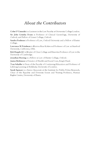 Age as an Equality Issue: Legal and Policy Perspectives