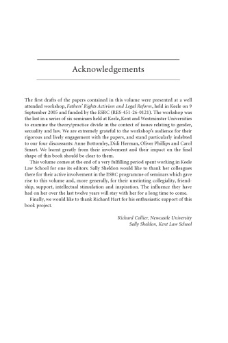 Fathers’ Rights Activism and Law Reform in Comparative Perspective