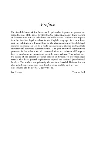 Swedish Studies in European Law Volume 2, 2007