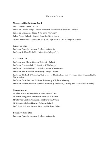 The Irish Yearbook of International Law, Volume 6, 2011