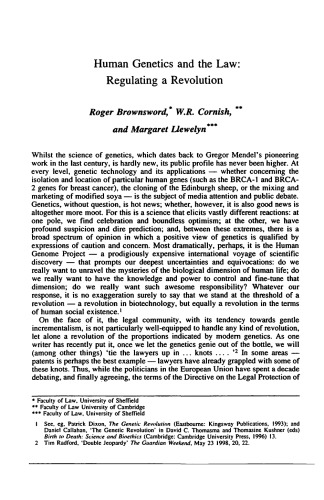 Law and Human Genetics: Regulating a Revolution