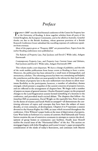 Modern Studies in Property Law Volume 1 Property 2000