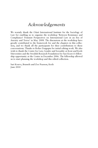 Feminist Perspectives on Contemporary International Law: Between Resistance and Compliance?