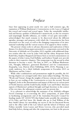 Re-Interpreting Blackstone’s Commentaries: A Seminal Text in National and International Contexts