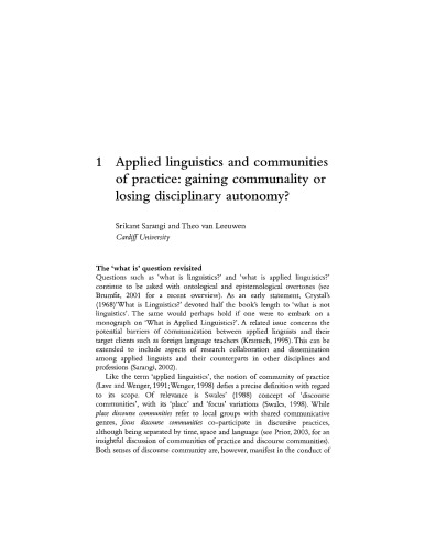 Applied Linguistics and Communities of Practice: BAAL Volume 18