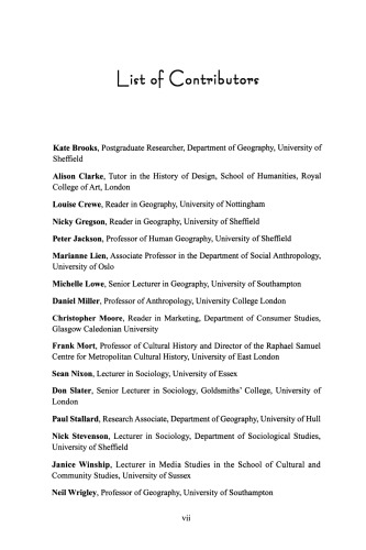 Commercial Cultures: Economies, Practices, Spaces