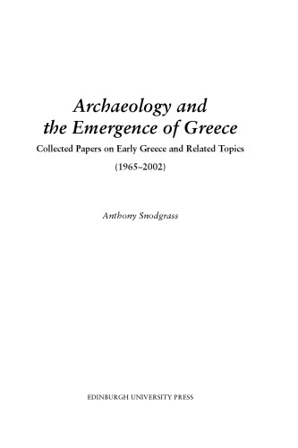 Archaeology and the Emergence of Greece