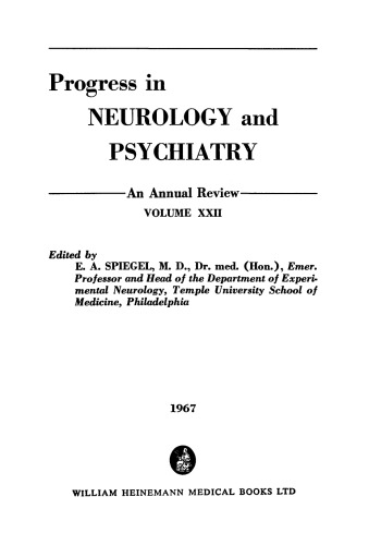 Progress in Neurology and Psychiatry. An Annual Review