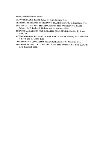 Olfaction and Taste II. Proceedings of the Second International Symposium Held in Tokyo, September 1965