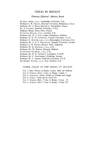 Vistas in Botany. Recent Researches in Plant Taxonomy