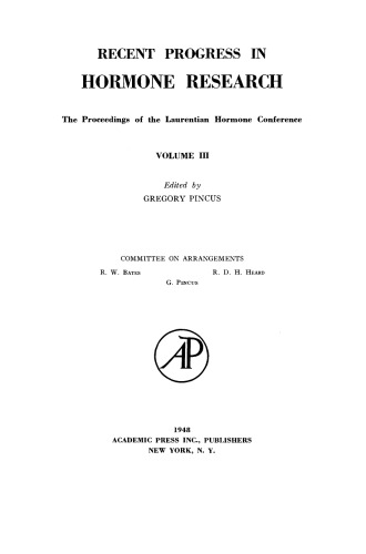 Proceedings of the 1948 Laurentian Hormone Conference