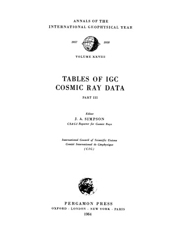 Tables of IGC Cosmic Ray Data