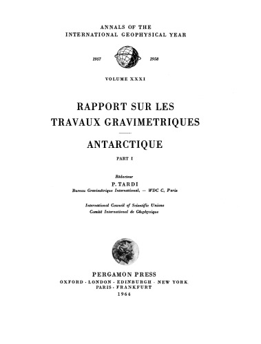 Rapport sur les Travaux Gravimetriques Antarctique