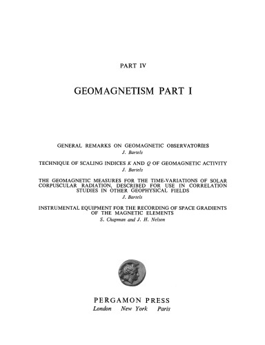 Geomagnetism. Annals of The International Geophysical Year, Vol. 4