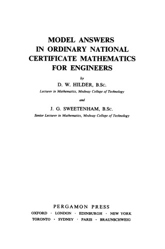 Model Answers in Ordinary National Certificate Mathematics for Engineers