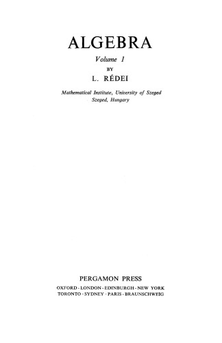 Algebra Volume 1