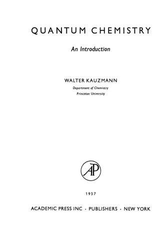 Quantum Chemistry. An Introduction