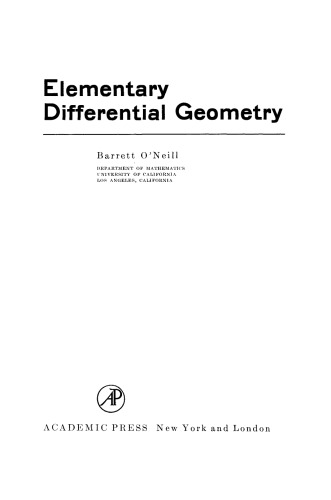 Elementary Differential Geometry